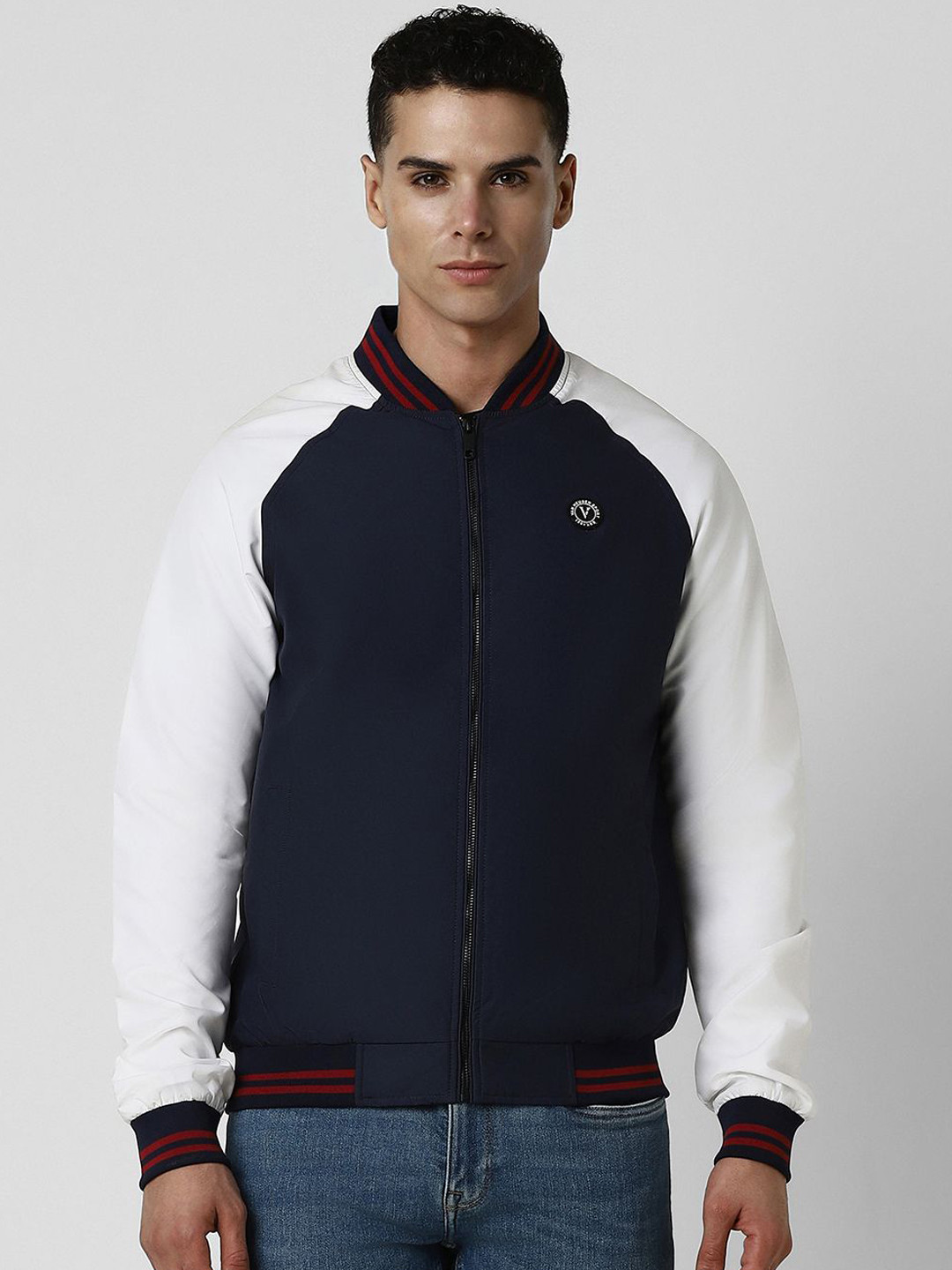 Van Heusen Sport Men Colourblocked Varsity Jacket