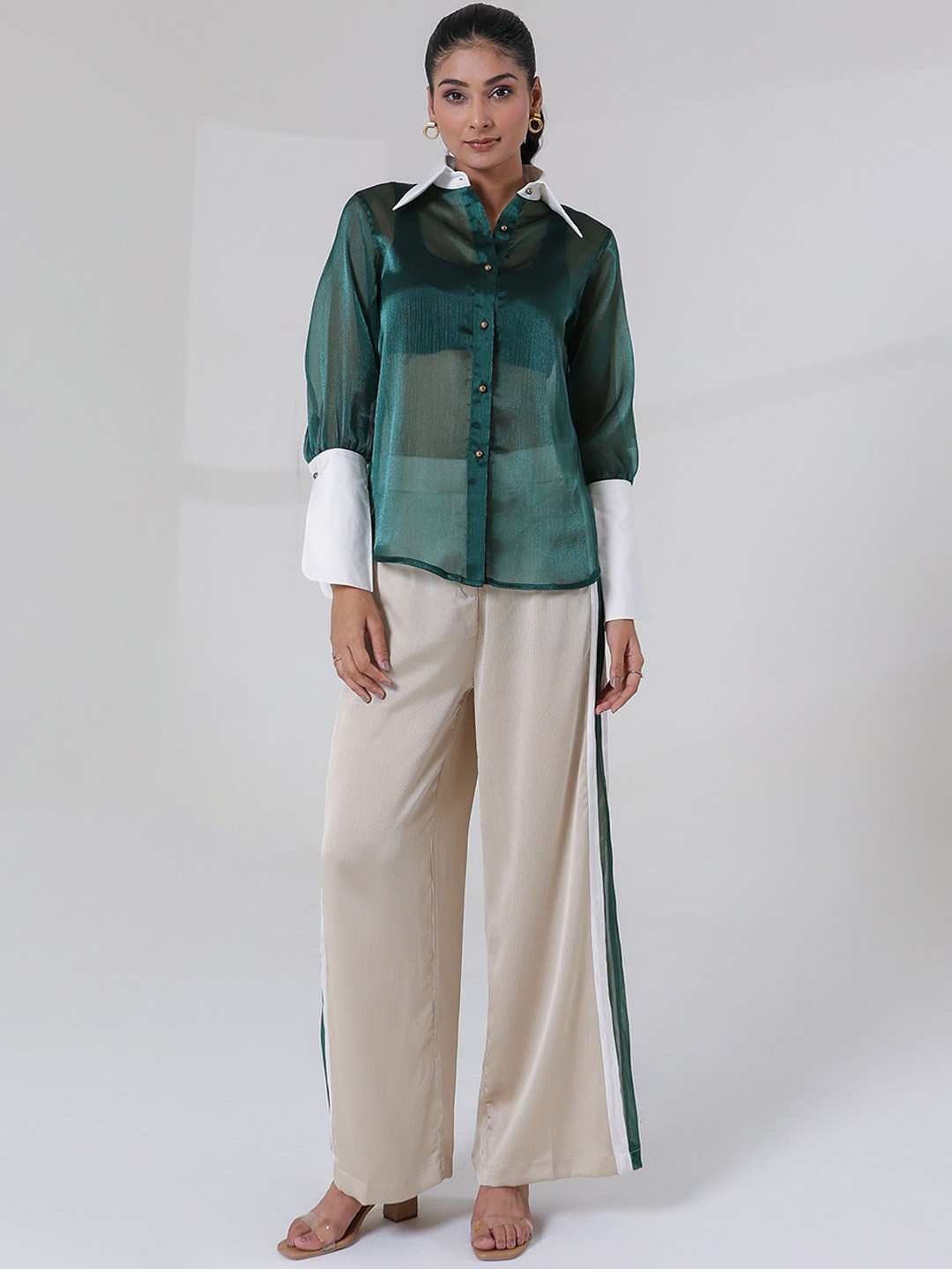 MQ Marquino Embellished Sheer Shirt With Trouser
