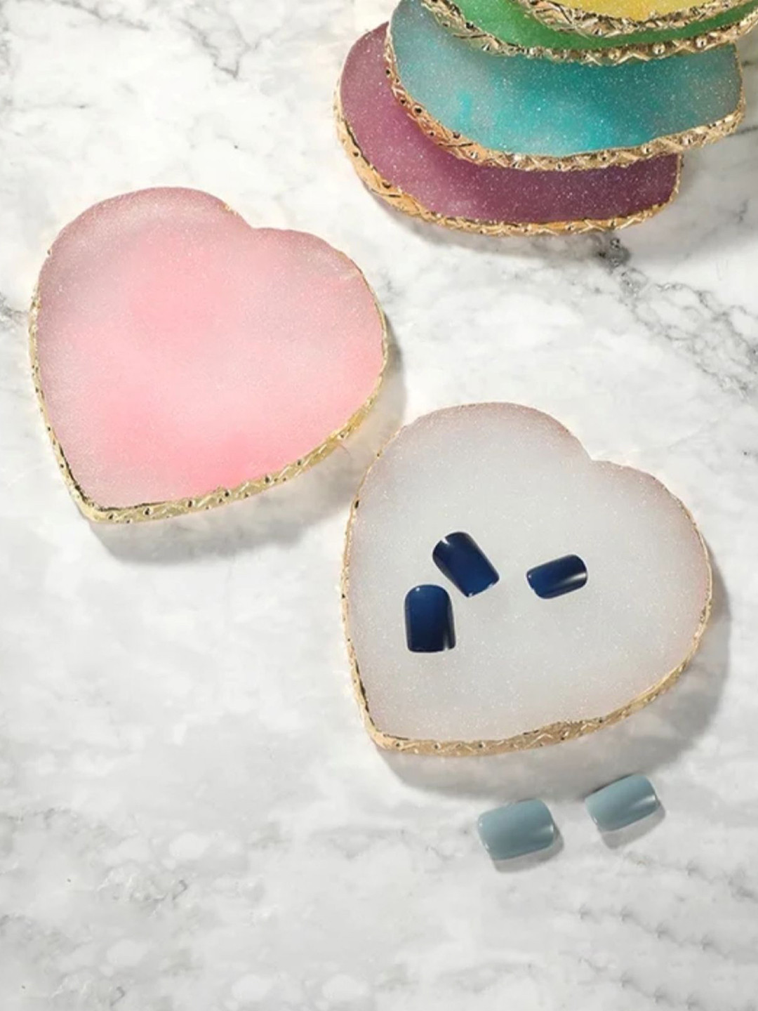 RANORE Heart Shape Resin Nail Art Mixing Palette - Pink