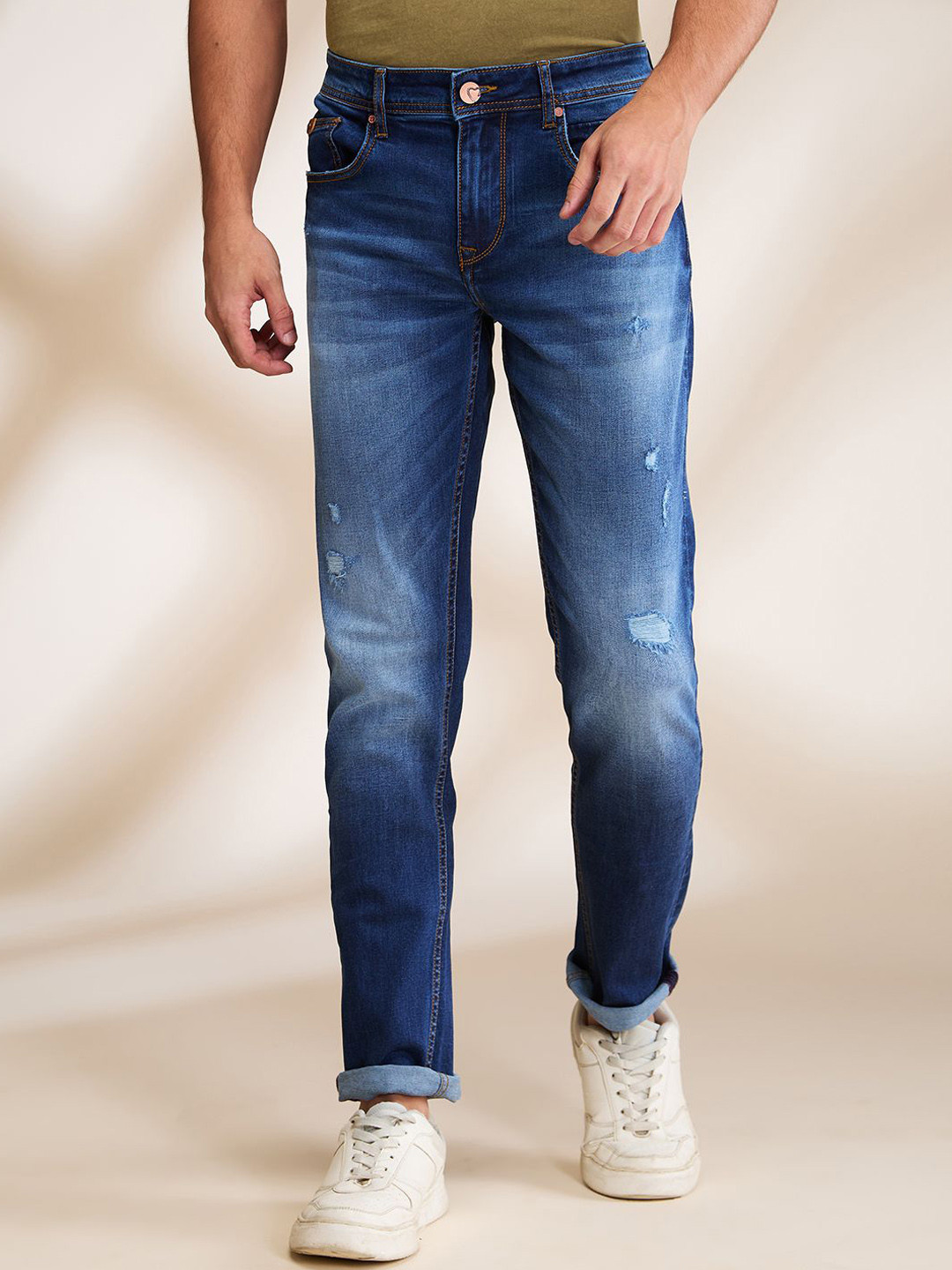 Being Human Men Slim Fit Low Distress Mid Rise Jeans