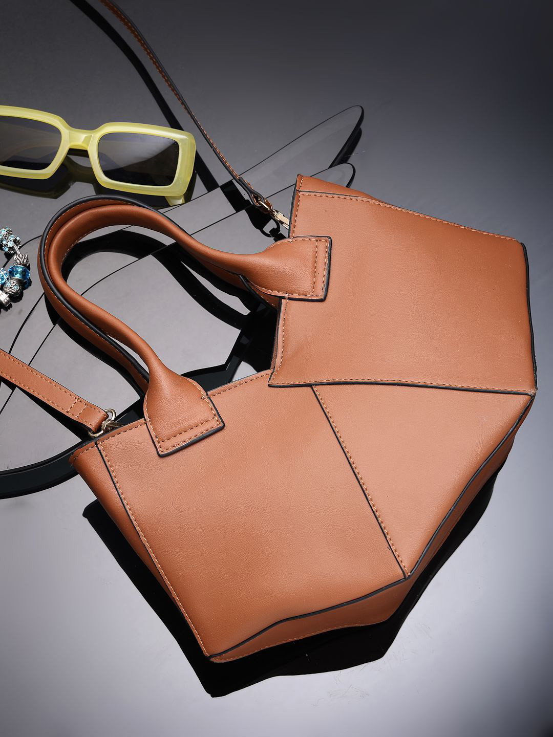 DressBerry Women Two Handles Regular Size Zip Closure Structured Sling Bag