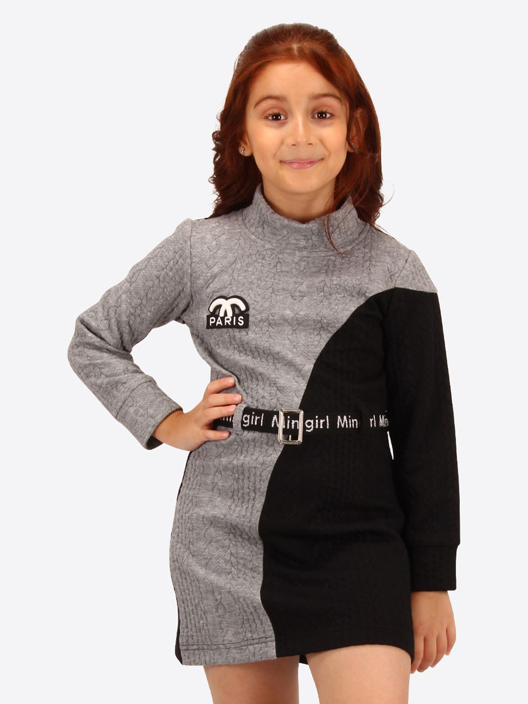 CUTECUMBER Colourblocked Applique Sheath Dress  for Girls