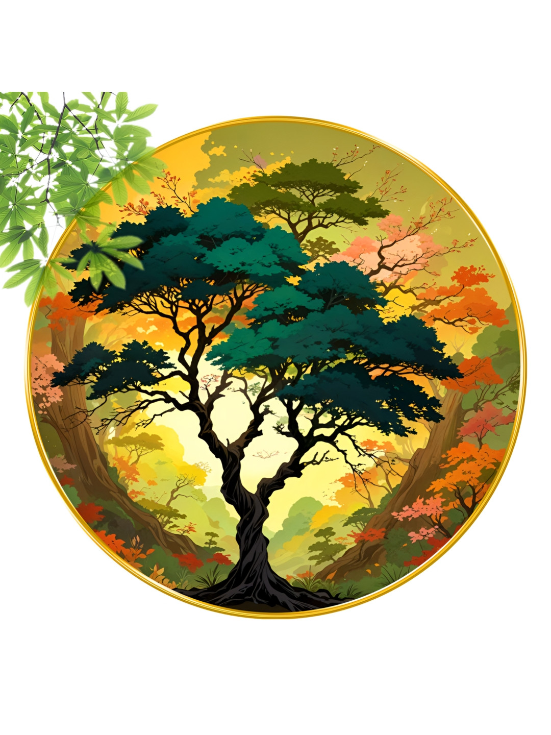 SAF Wood Wall Round Paintings Wall Art - 23 x 23In