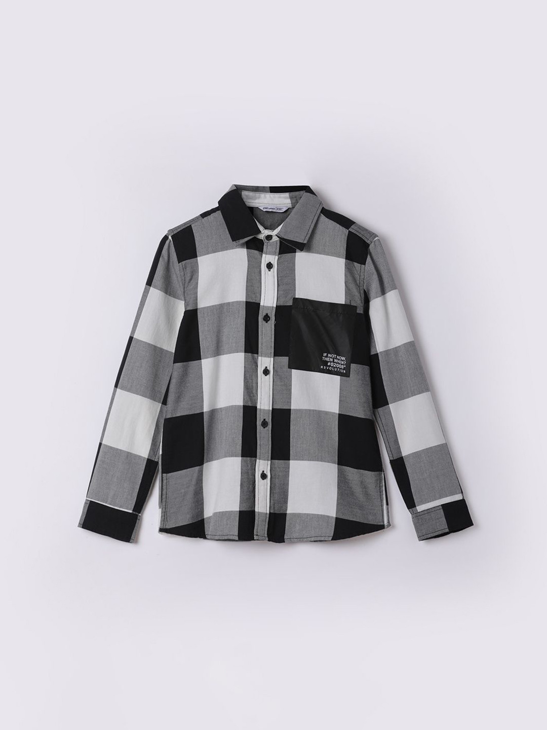 Fame Forever by Lifestyle Boys Spread Collar Buffalo Checked Cotton Casual Shirt