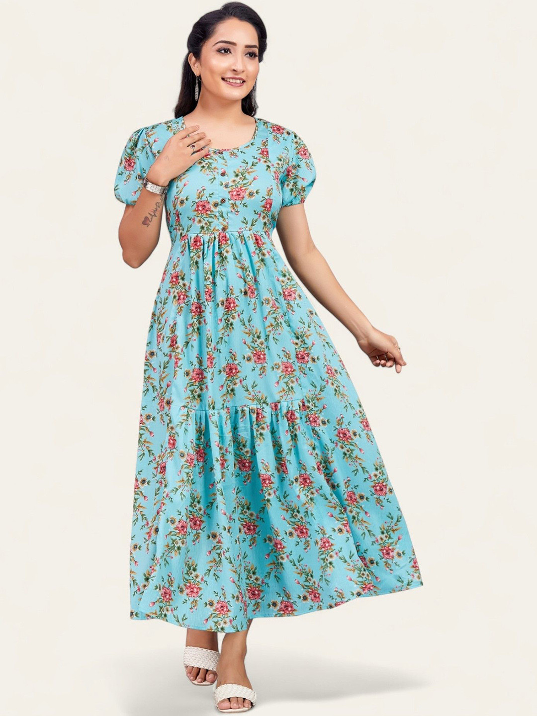PAMPER YOURSELF Floral Printed Floral Anarkali Ethnic Dresses