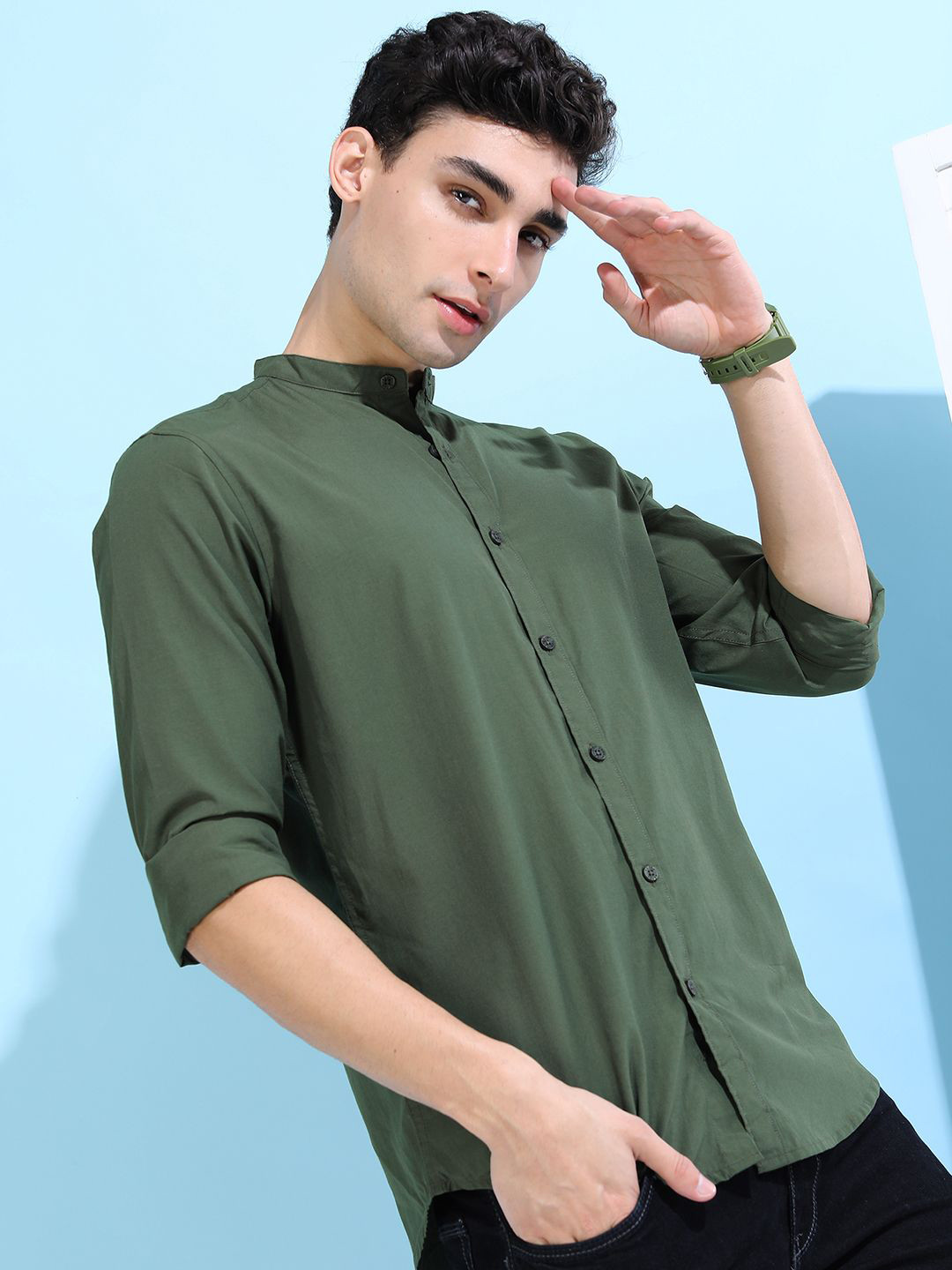 Ketch Mens Solid Casual Slim Fit Shirt