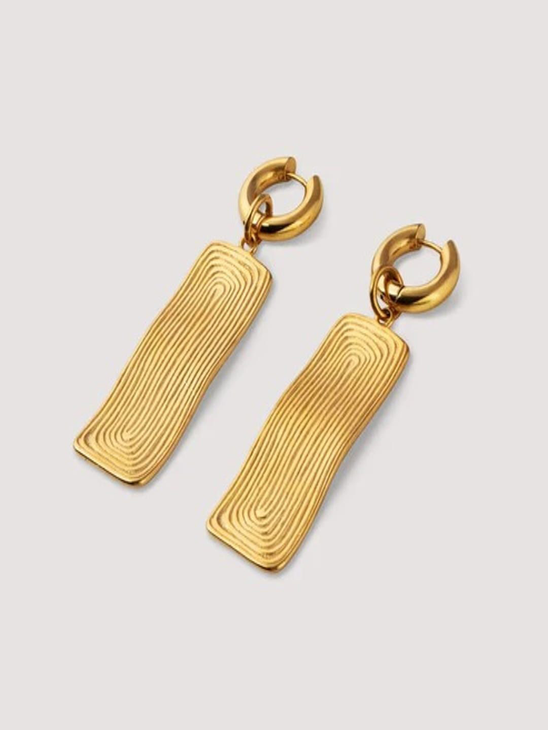 DIATOMS Stainless Steel Gold Plated Geometric Drop Earrings