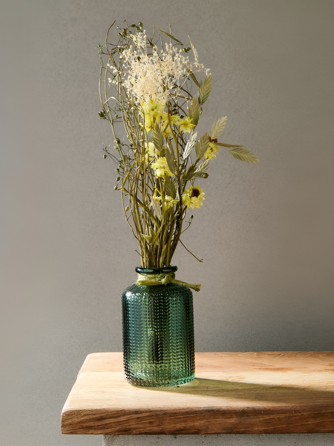 Fabindia Green & Cream Colored Dried Flowers Sughandh Diffuser