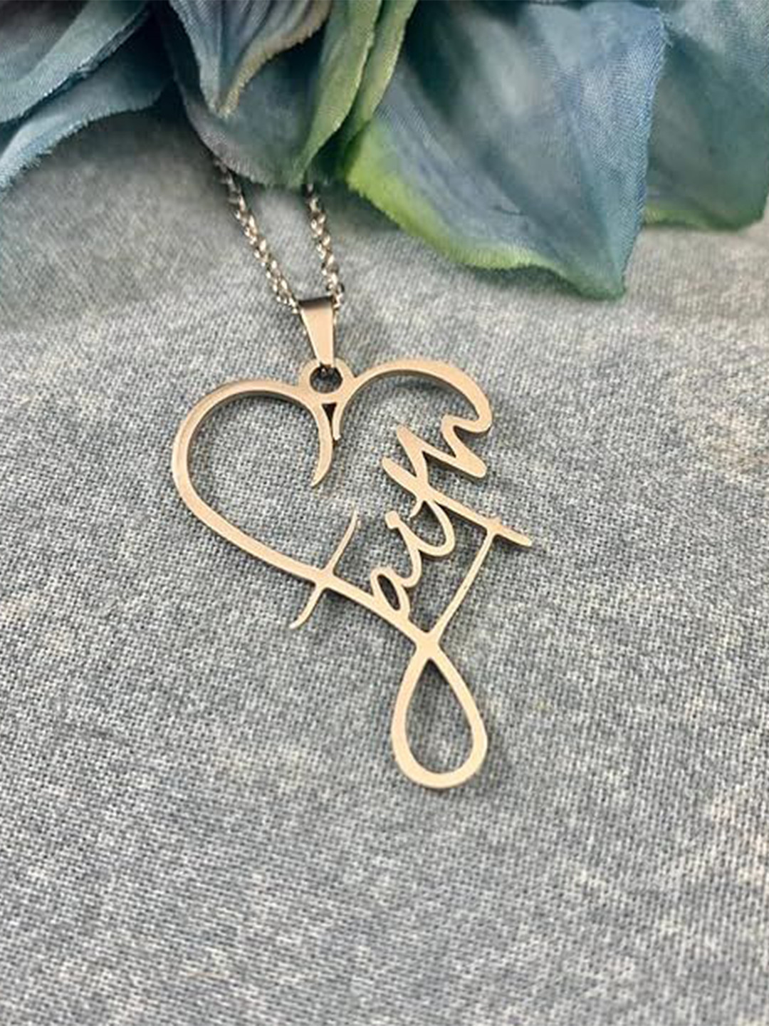 MEENAZ Gold-Plated Stainless Steel Anti Tarnish Faith Necklace