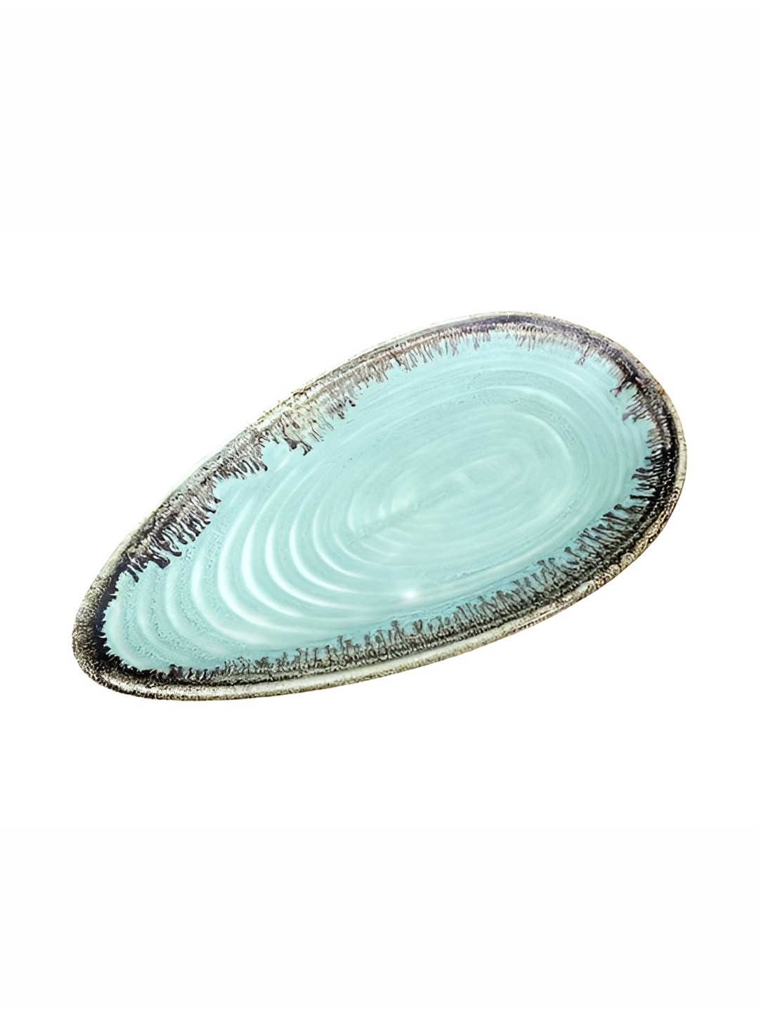AMALAFIEE CERAMICS Green & Black Textured Ceramic Food Platter
