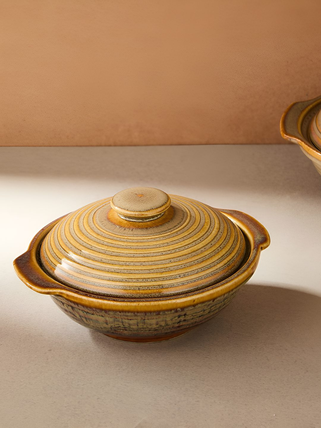 Fabindia Farsi Yellow Textured Ceramic Dishwasher Microwave Safe Serving Bowl 300ml