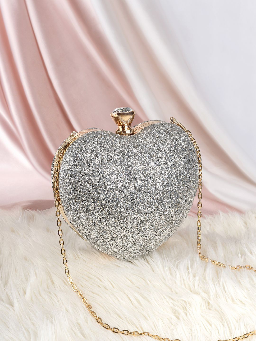 JOKER & WITCH Andie Silver Glam Embellished Purse Clutch