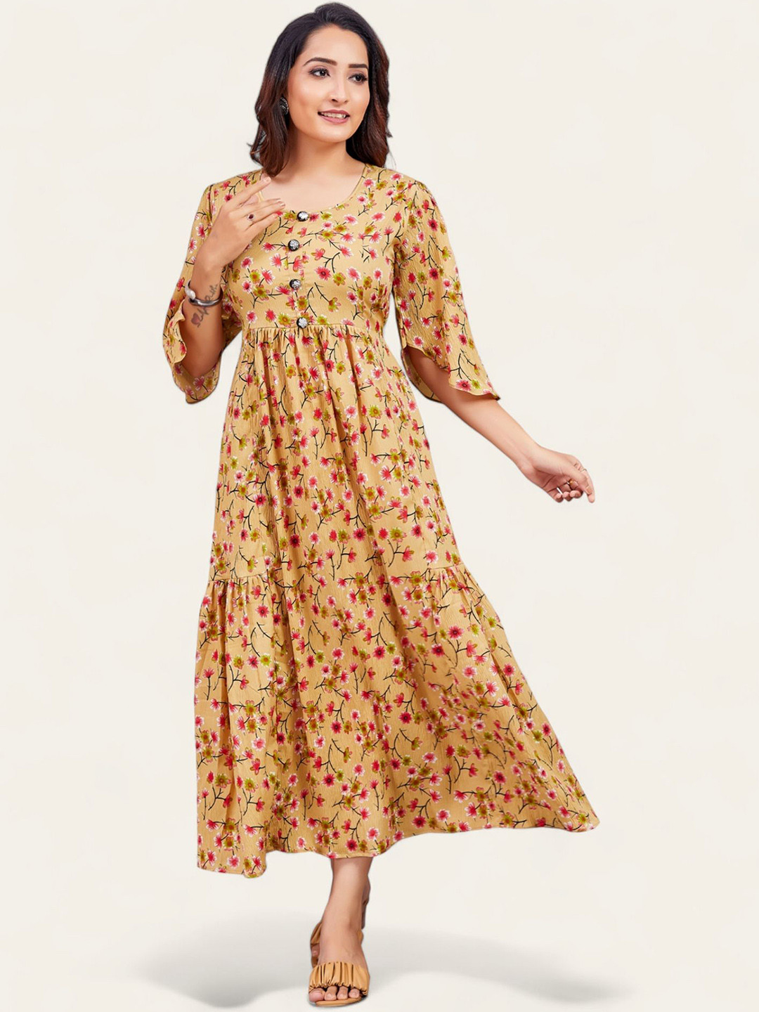 PAMPER YOURSELF Floral Printed Floral Anarkali Ethnic Dresses