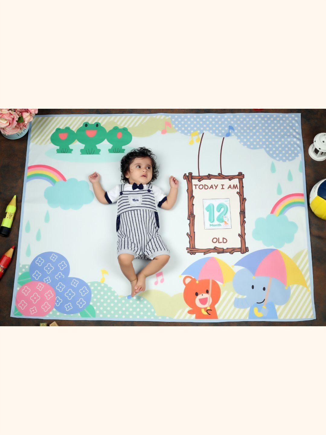 NEW COMERS Blue & Red Contemporary Monthly Photoshoot 210 GSM Cotton Single Bed Blanket