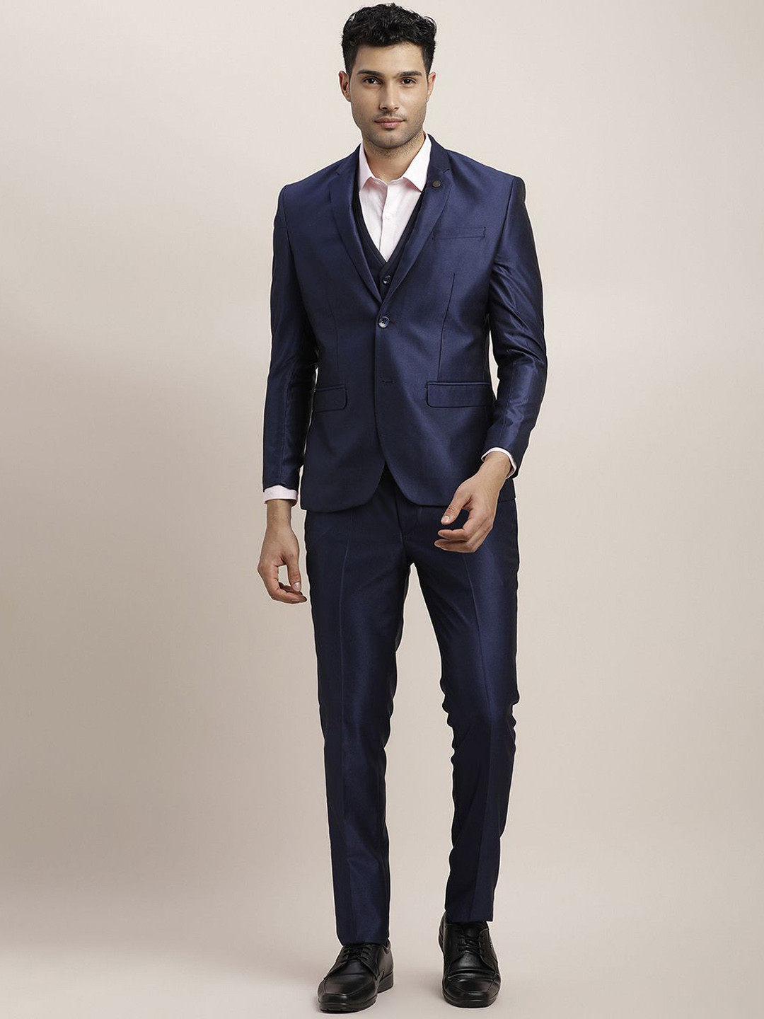 Turtle Men Notched Lapel Long Sleeves Single-Breasted Three-Piece Party Suit