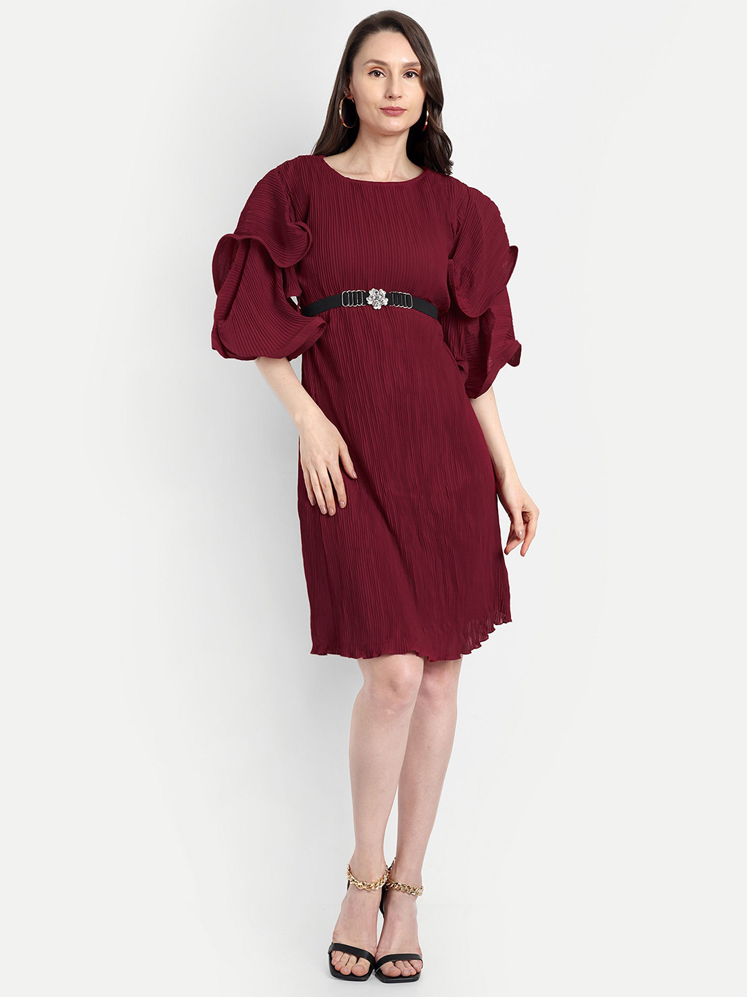 HAUTEMODA Bell Sleeve Georgette Blouson Dress