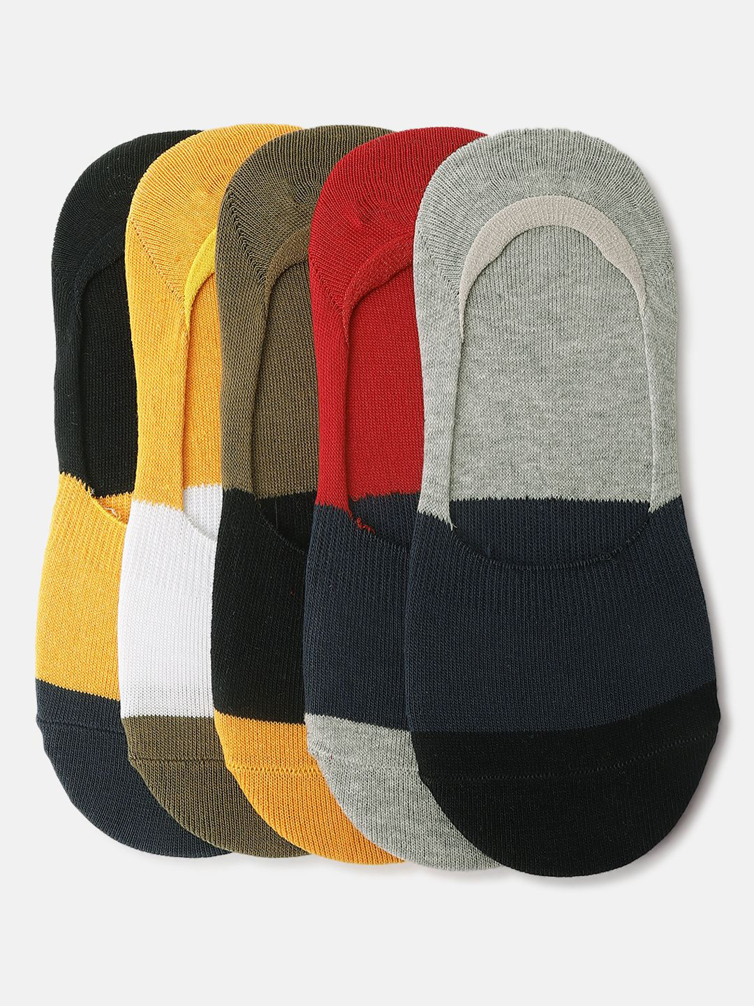 Iconic Men Pack Of 5 Color-blocked Shoe Liner Socks