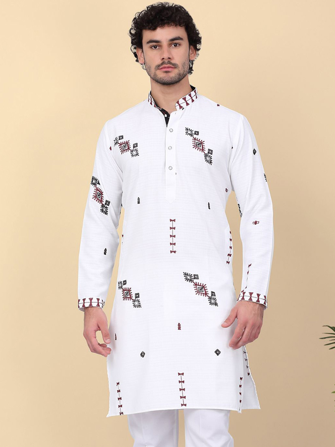 KRAFT INDIA LUXE Ethnic Motifs Embroidered Thread Work Straight Kurta