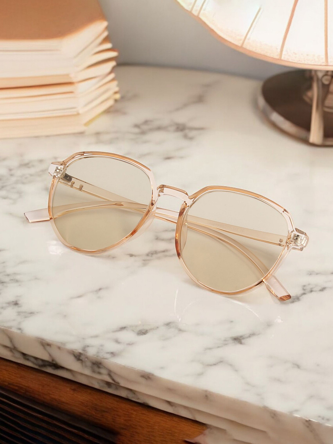 Ted Smith Unisex Round Sunglasses with Polarised and UV Protected Lens MAPLE_BRN