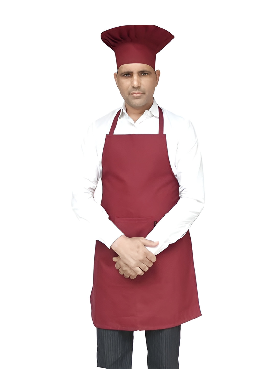 SWITCHON Unisex Maroon 2 Pieces Apron With Hat