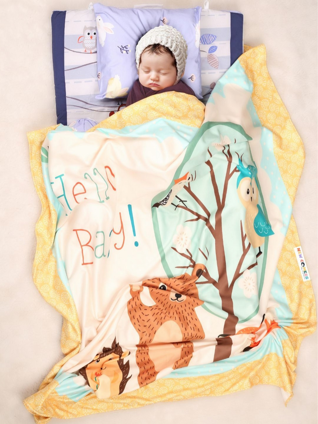 NEW COMERS Yellow & Brown Contemporary 210 GSM Single Baby Blanket