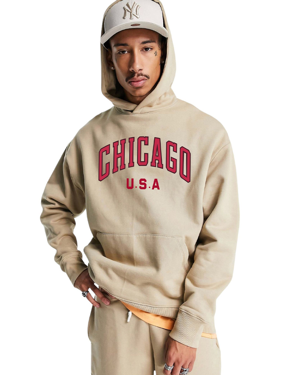 Be Savage Men Typography Printed Hooded Oversized Sweatshirt