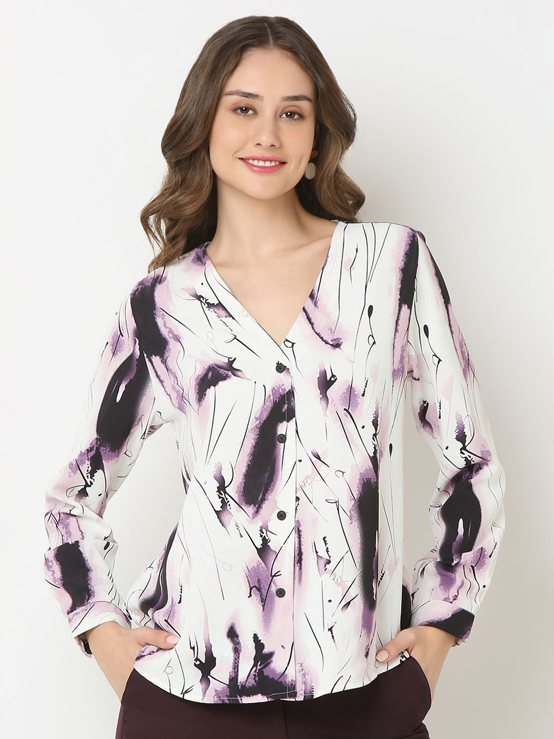 NOT SO PINK Women New Collarless Conversational Printed Casual Shirt