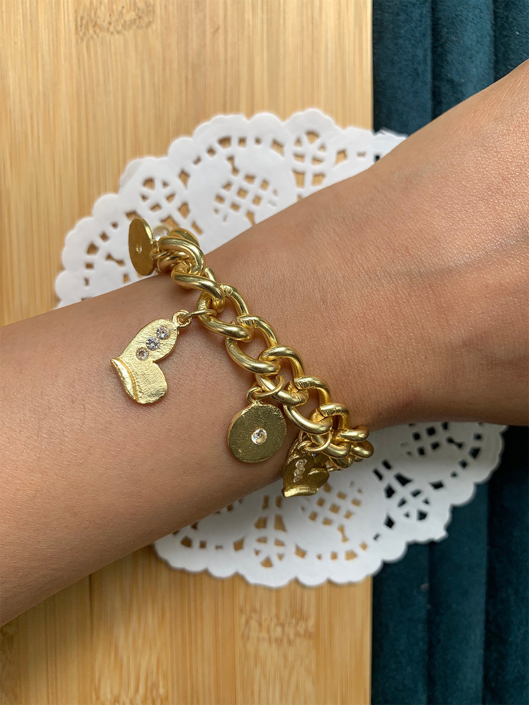 Totapari Gold-Plated Zirconia Chunky Chain Bracelet