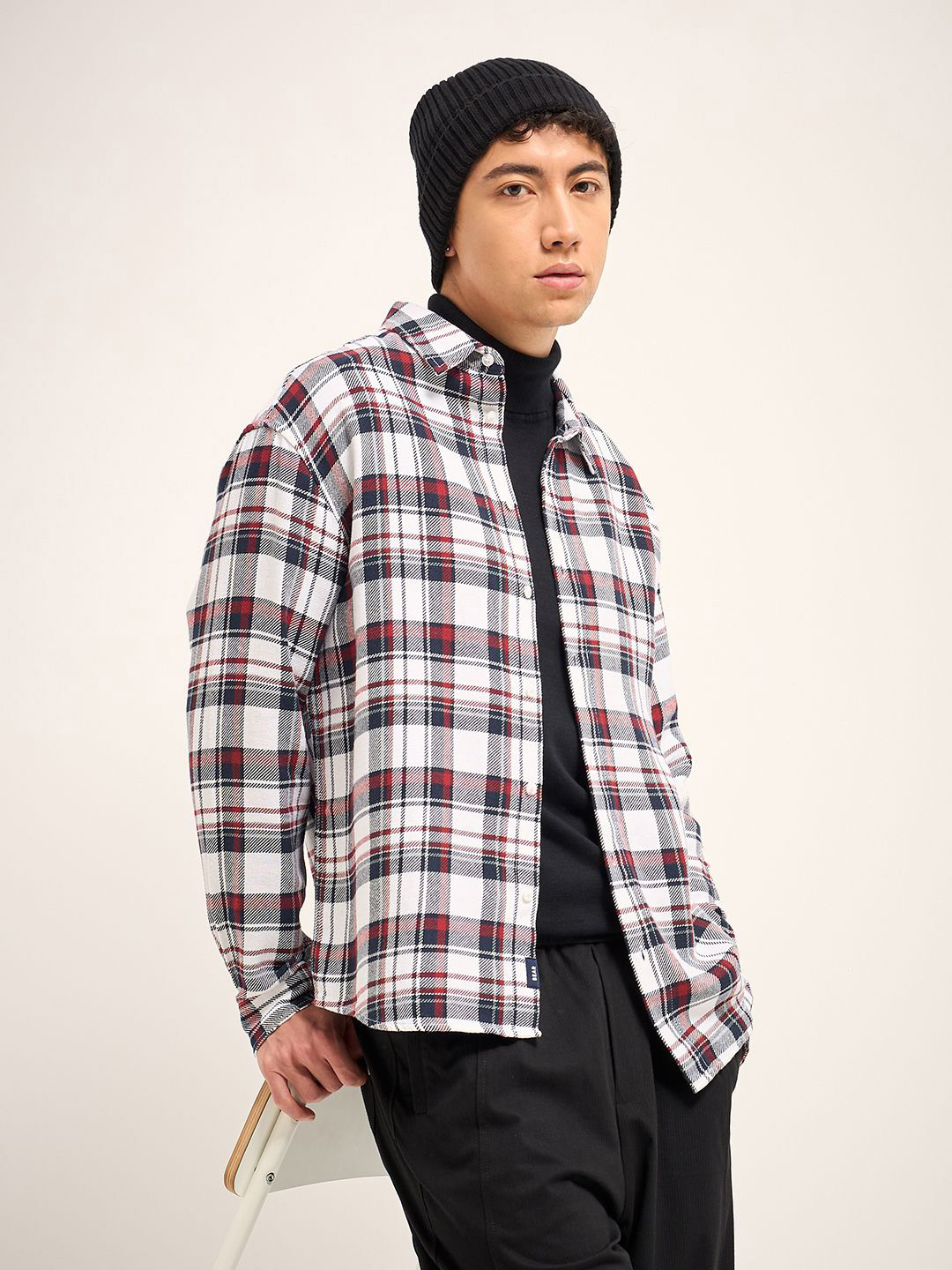 THE BEAR HOUSE Men Tartan Checked Cotton Relaxed Fit Casual Shirt