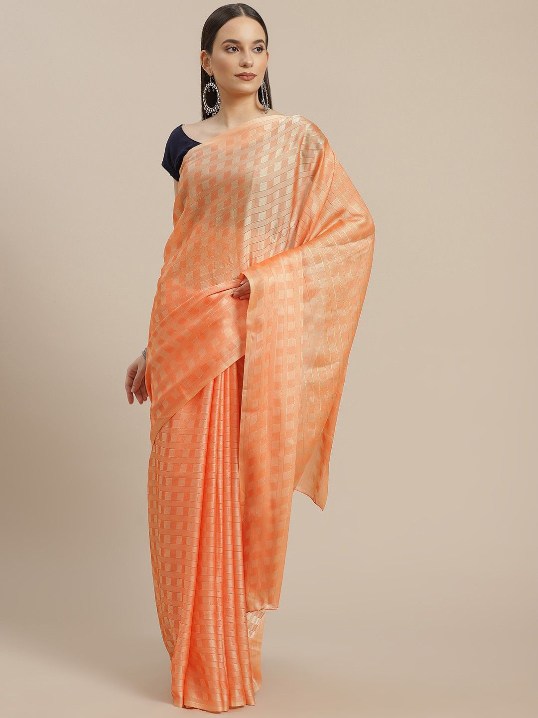 Anouk Checked Poly Chiffon Saree