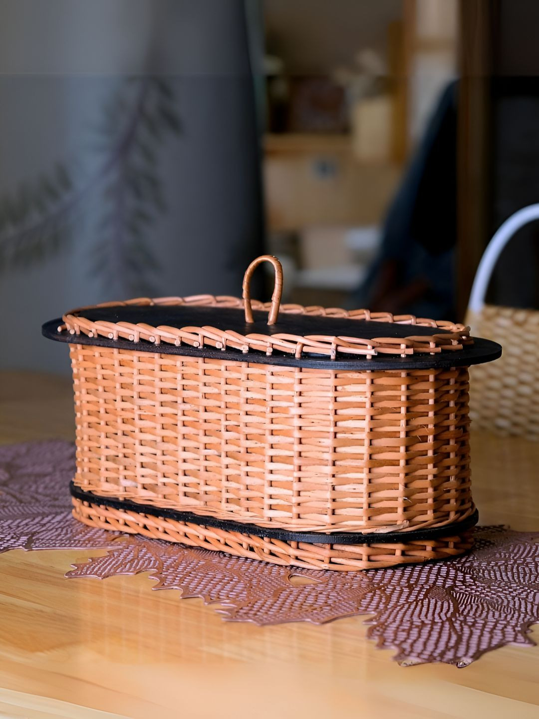 Peepul Tree Textured Wicker Bread Box Elongated