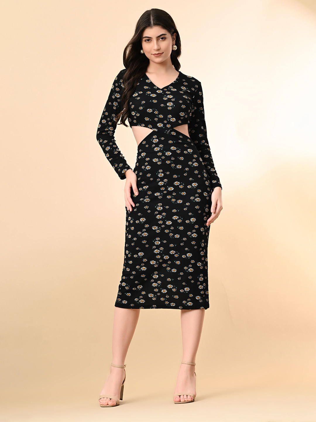 IUGA Floral Bodycon Midi Dress