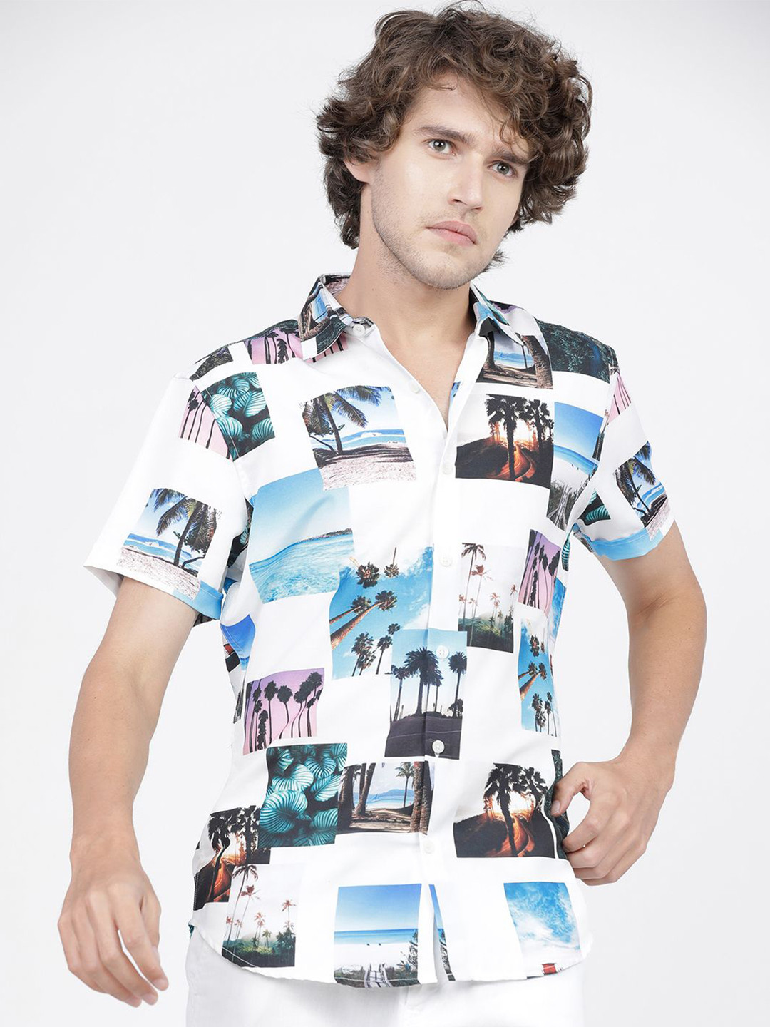 Highlander Men's Multicolor Printed Slim Fit Shirt