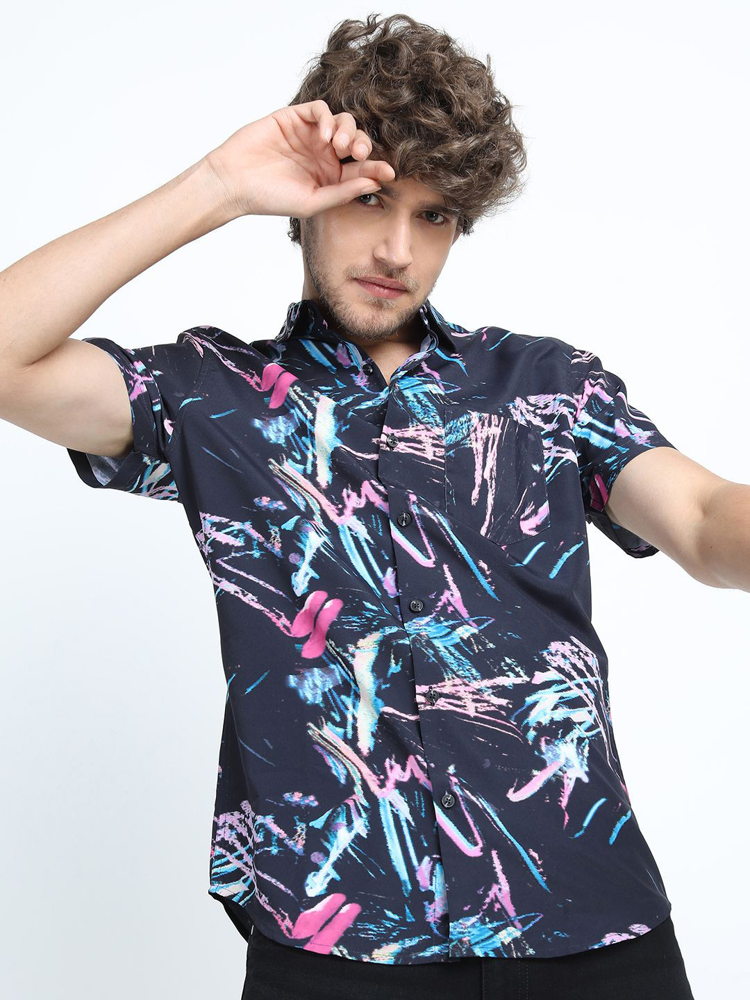 Highlander Mens Mui Printed Slim Fit Shirt