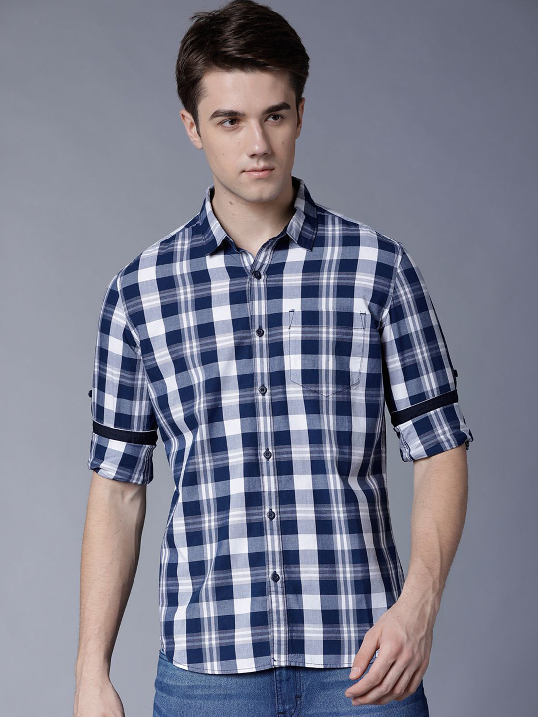 HIGHLANDER Men Slim Fit Yd Checks Core Shirt