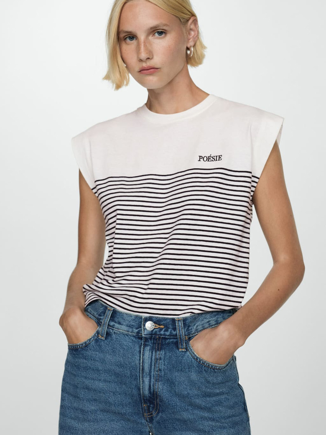 MANGO Striped Pure Cotton Muscle Regular Fit T-shirt