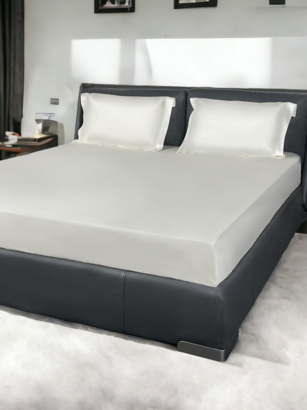 ERBA White Cotton 500 TC King Superfine Bedsheet with 2 Pillow Covers-108 x 108 inches