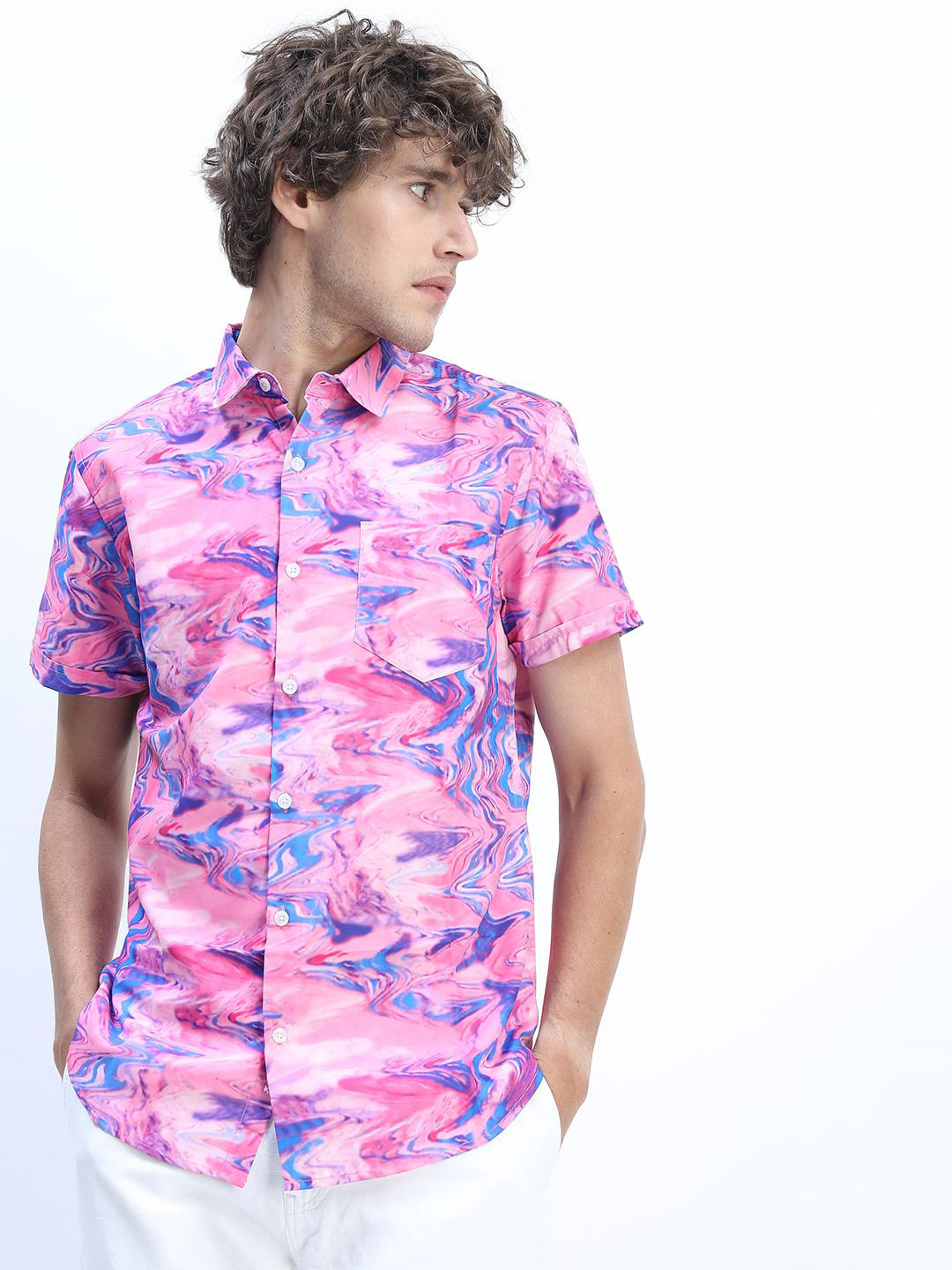 HIGHLANDER Mens Printed Slim Fit Shirt