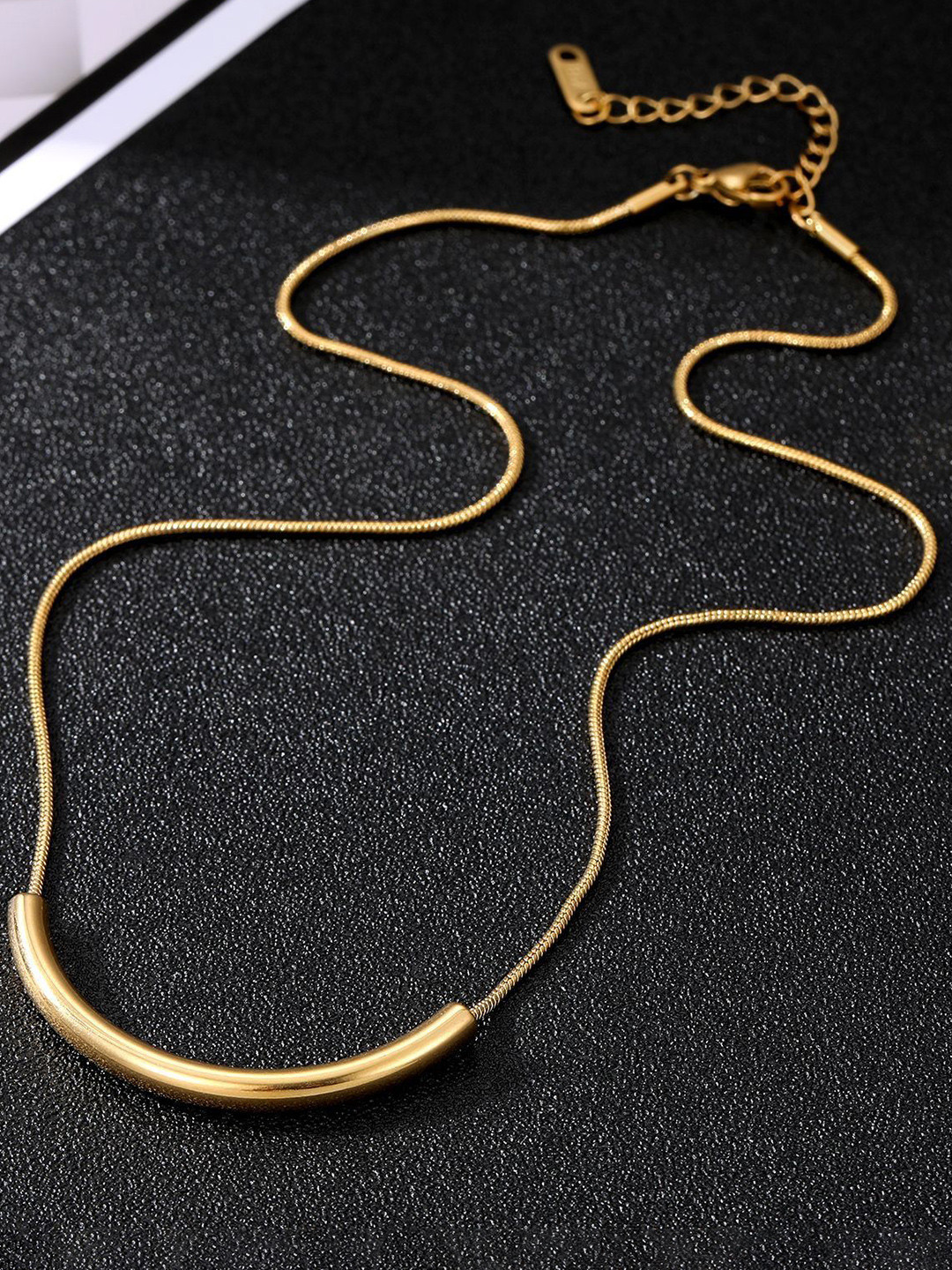 MYKI Gold-Plated Stainless Steel Curved Bar Necklace