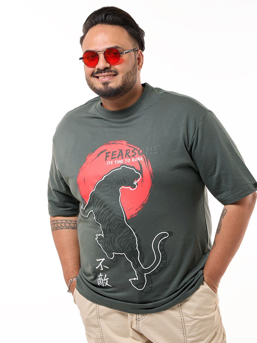 Bewakoof Heavy Duty 1.0 Men Fearsome Graphic Printed Oversized Plus Size T-shirt