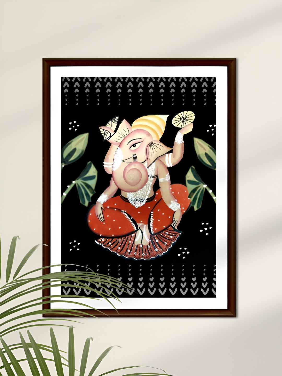 Peepul Tree Black & Red Ganesha Religious Wall Art