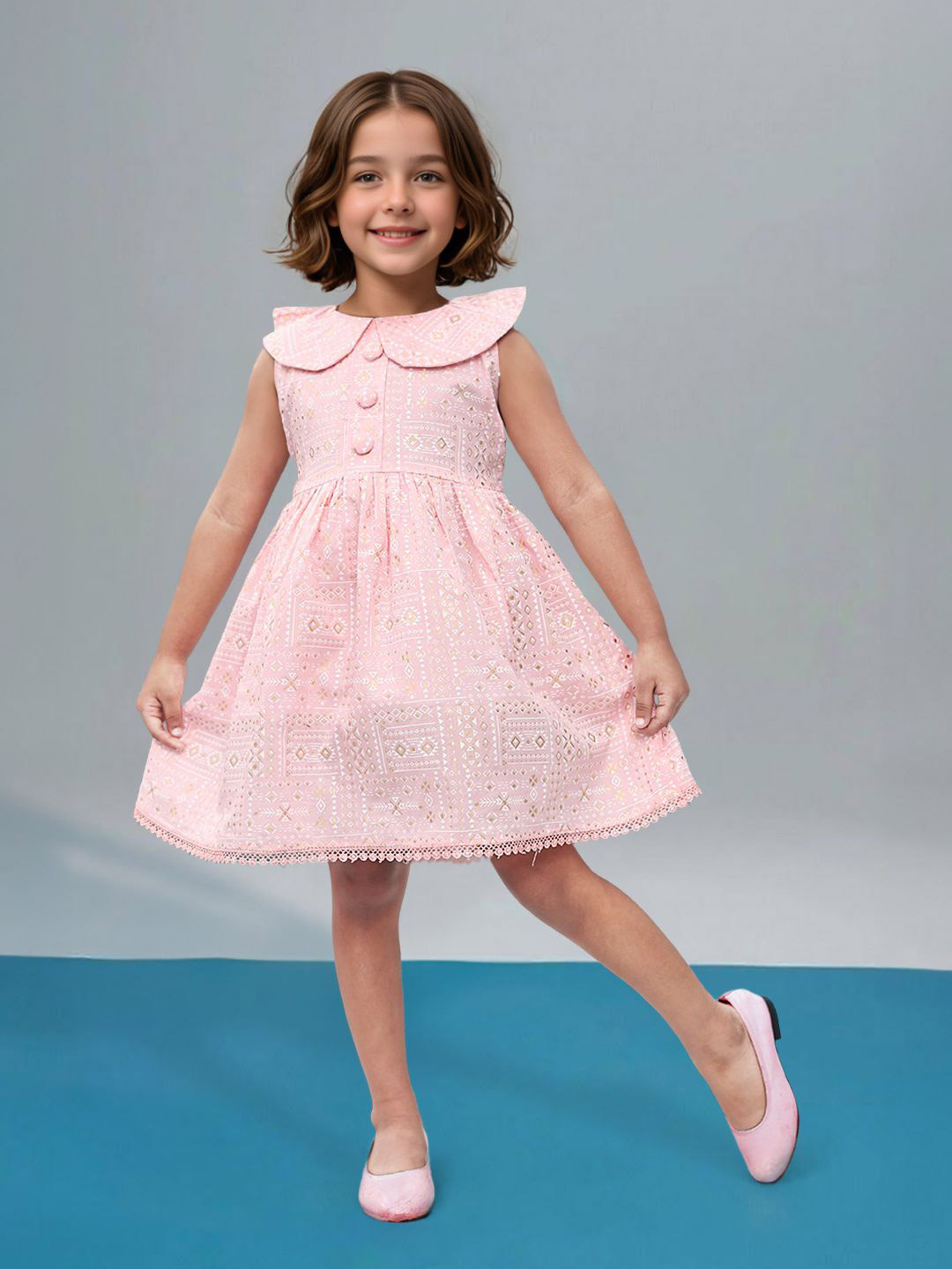 Toonyport Floral Peter Pan Collar Fit & Flare Dress