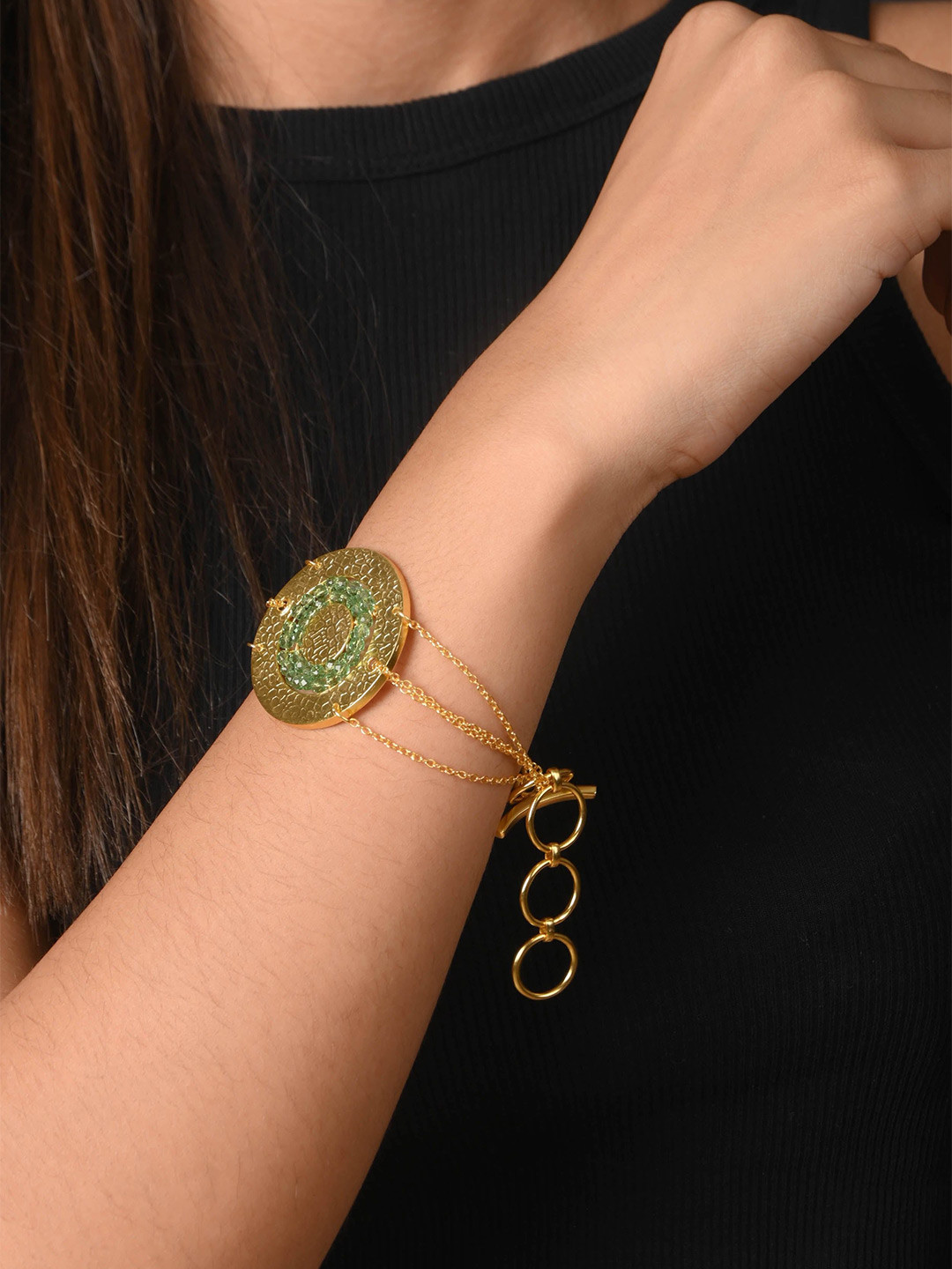 Totapari Gold-Plated Peridot Stone Bracelet