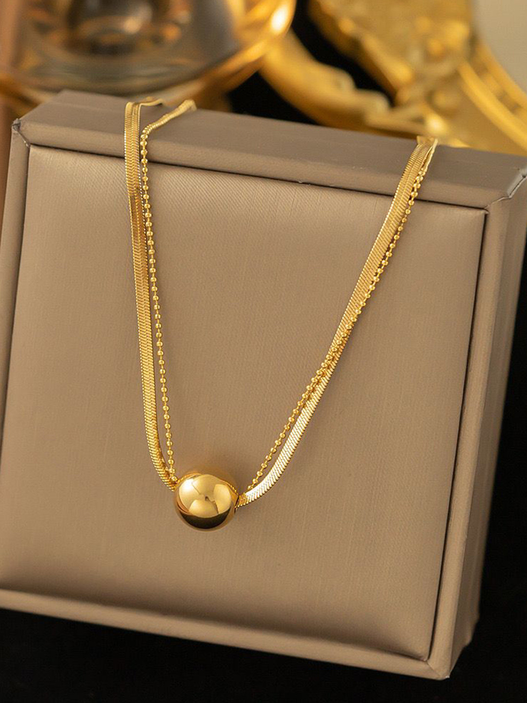 MYKI Gold-Plated Stainless Steel Spherical Necklace