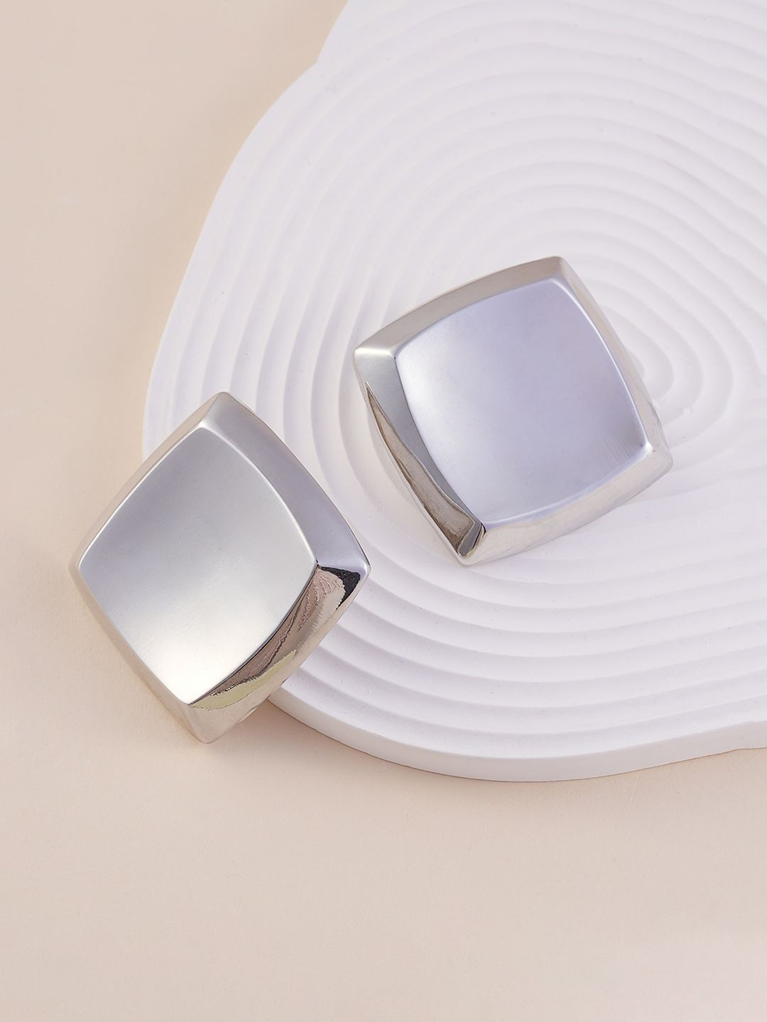 SOHI Slab Silver-Plated Contemporary Studs
