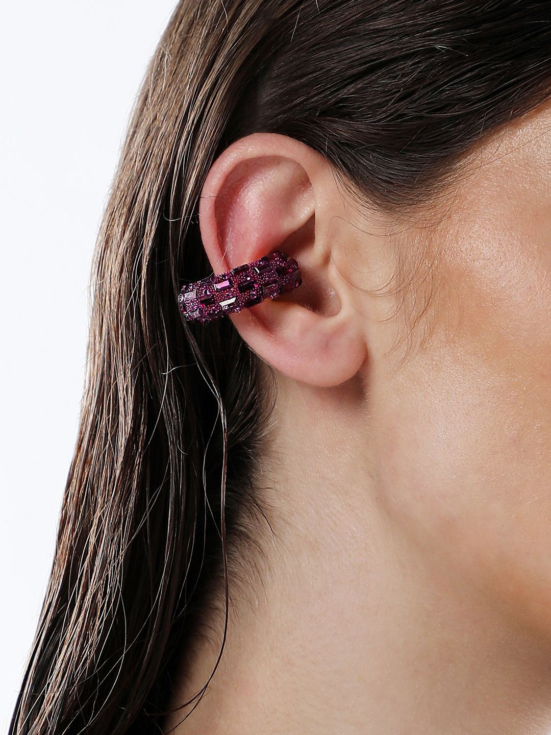 SOHI Gold-Plated Stones Studded Ear Cuff Earrings