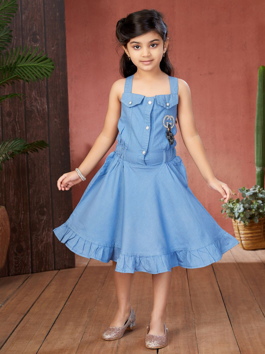 BAESD Denim Fit & Flare Dress