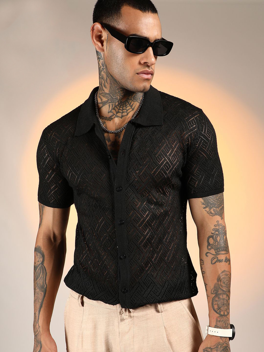 CAHOOT Men Comfort Spread Collar Solid Cotton Casual Shirt