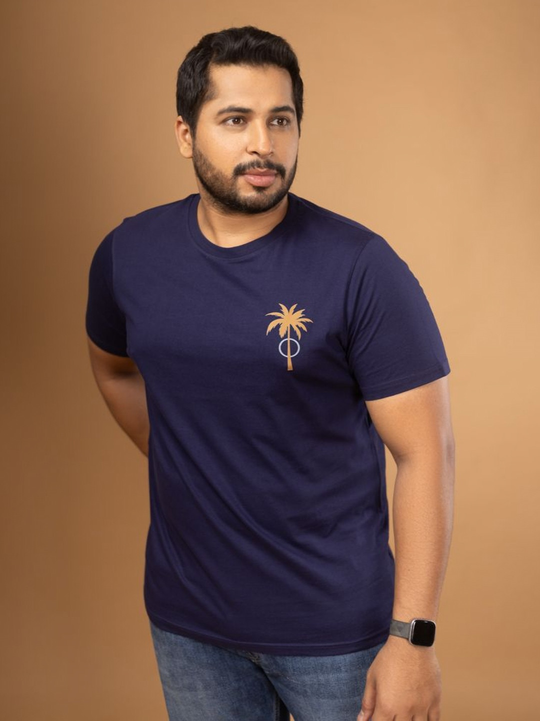 Sizeupp Men Plus Size Crew Neck Regular Fit Printed Graphic T-Shirt