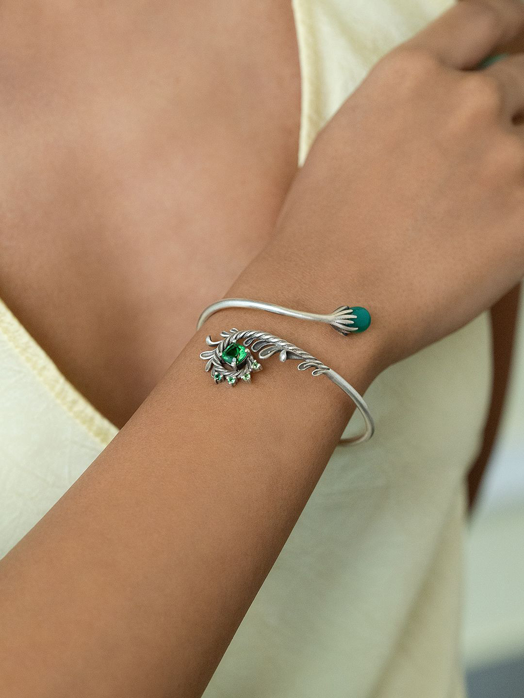 SHAYA 925 Silver Sterling Silver Cubic Zirconia Cuff Bracelet